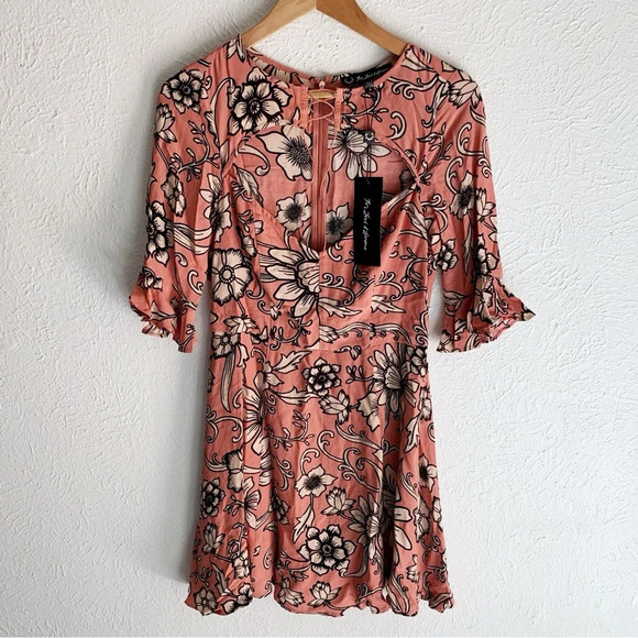 For Love & Lemons Ayla Laced Up Dress Floral Print Pink NWT Small Boho - Picture 3 of 8